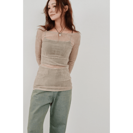 【Hella】flocky tulle top　※納期2月中旬〜3月中旬