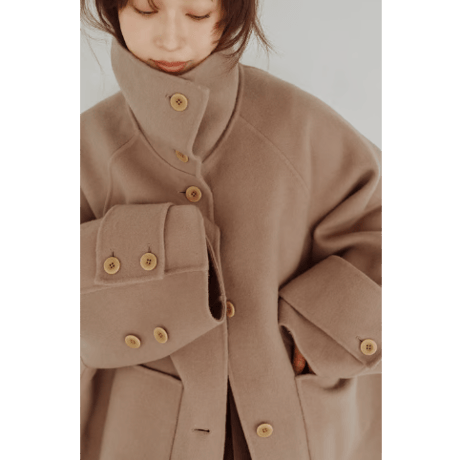 【Hella】Hooded Stole Rever Coat　※納期9月末〜10月末