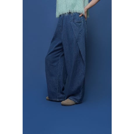 【CYAN tokyo】オーバータックリネンデニムワイド