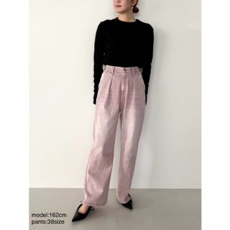 【YENN】HIGH RISE TUCK WIDE　ピンク