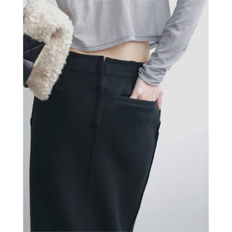 【anuke】Wool Cutoff Skirt