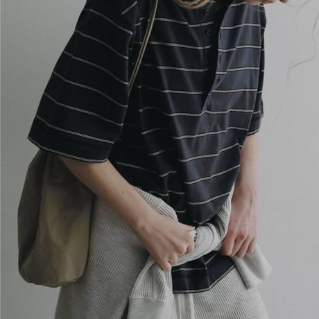 【anuke】Border Loose Polotops　納期：7月上旬～8月上旬