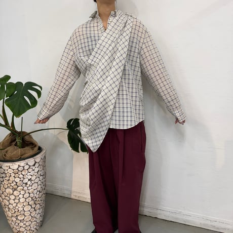 【cafune】sheer check scarf shirts