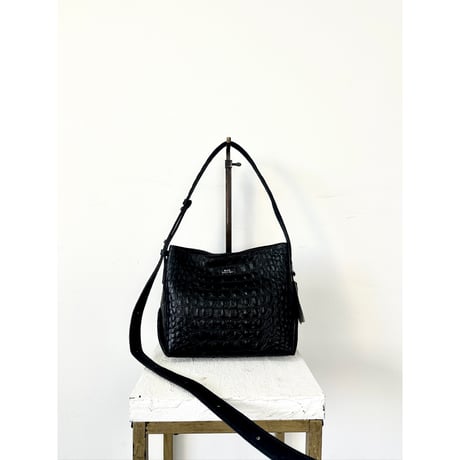 【M.U.L.】テールショルダーS　ブラック　クラウンクロコダイル型押し　MUL102-109
