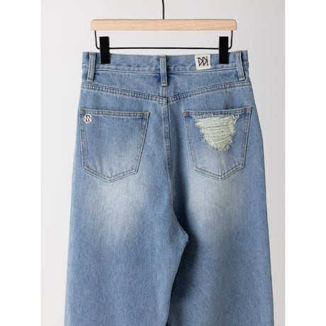【YENN】LACE HEM TUCK DENIM　※納期：8月中旬〜9月中旬