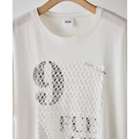 【YENN】LACE FRAME LOGO TEE
