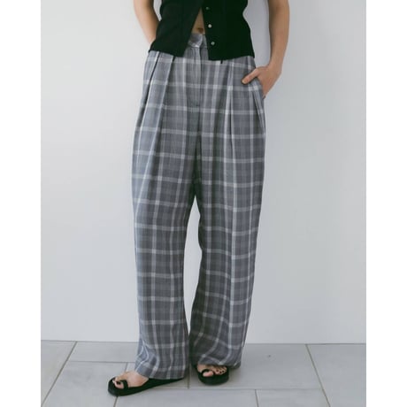 【anuke】Check Daubletuck Pants