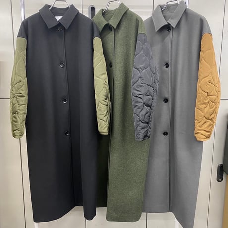 【NOMINE】 袖キルティングステンカラーコート