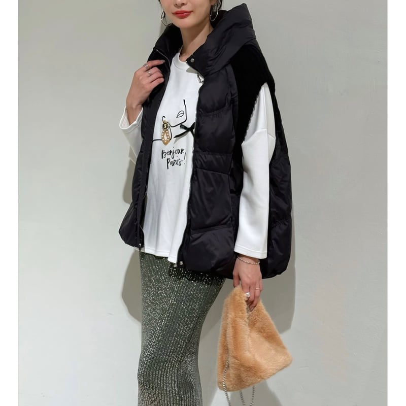 ニットドッキング ダウンベスト新品✨(kusukusu) kusukusu select】ニットドッキング中綿ベスト | selectshop kus