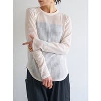 【YENN】STRIPE SHEER RIB TEE　※納期：6月中旬～7月中旬