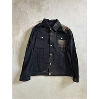 【M.U.L.】脱色BLACK DENIM JACKET (LEATHER PAINT)　MULW-2067
