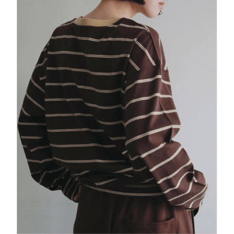 【anuke】Border Loose Long T-shirts　※納期8月下旬～9月下旬