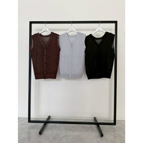 【Boutique Ordinary】Sheer Lame V-Neck Vest