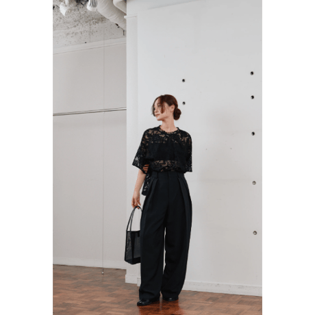 【Hella】rascel lace half sleeve top　※納期3月中旬〜4月中旬