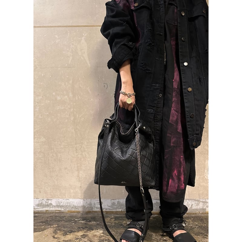 M.U.L.】フォルダブル 3way トート ブラックキルティング型押し