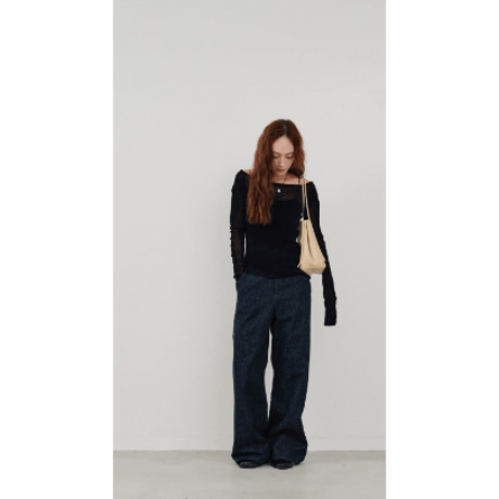 【Hella】flocky tulle top　※納期2月中旬〜3月中旬