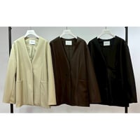 【PRIORITY】エコレザーノーカラージャケット