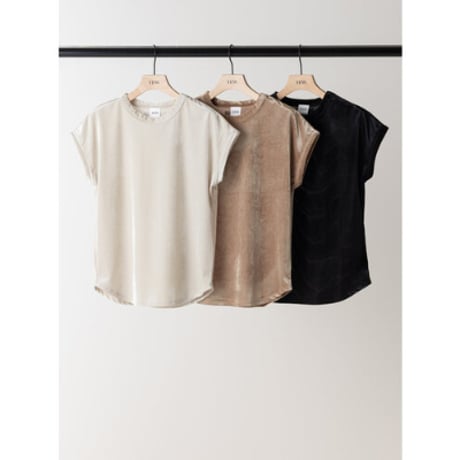 【YENN】VELVET SHORT SLV TEE　※納期：6月中旬～7月中旬