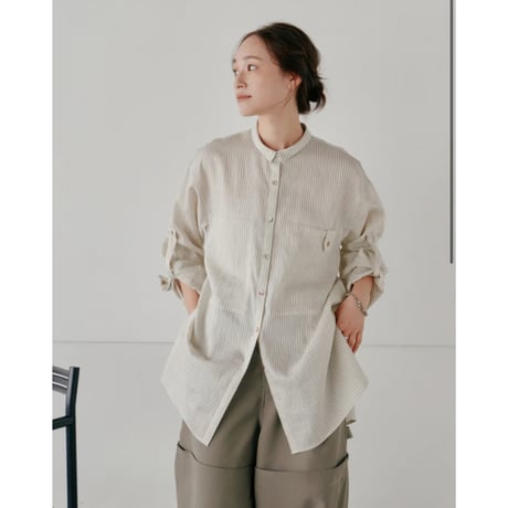 【Hella】linen stripe shirt  ※納期2/下〜3/下