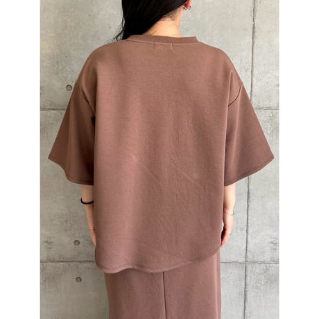 【ROSIEE】ロゴ刺繍5分袖スウェット