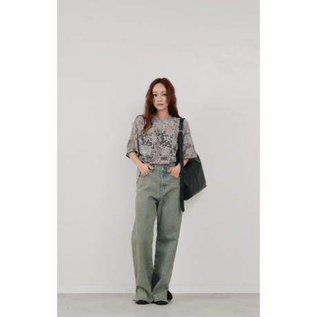 【Hella】rascel lace half sleeve top　※納期3月中旬〜4月中旬