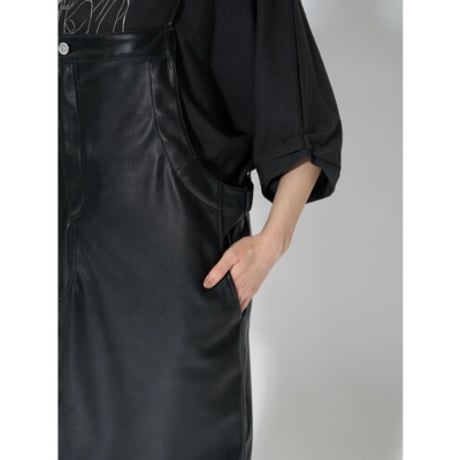 【CHIGNON】ﾌｪｲｸﾚｻﾞｰｽﾄﾗｯﾌﾟﾄﾞﾚｽ