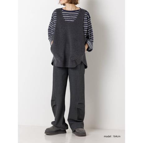 【YENN】FEATHER STP WIDE TOP　※納期：8月中旬〜9月中旬