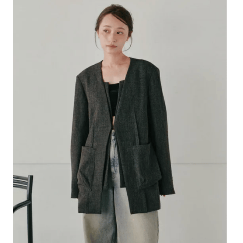 Hella】collarless desgin jacket | selectshop ku