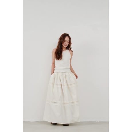 【Hella】ladder lace gather skirt　※納期4月中旬〜5月中旬