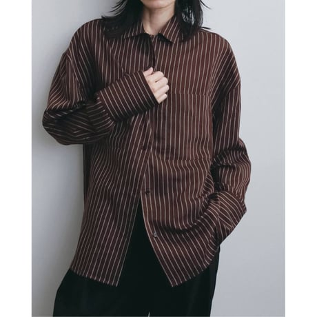 【anuke】Opencollar Stripe Shirts
