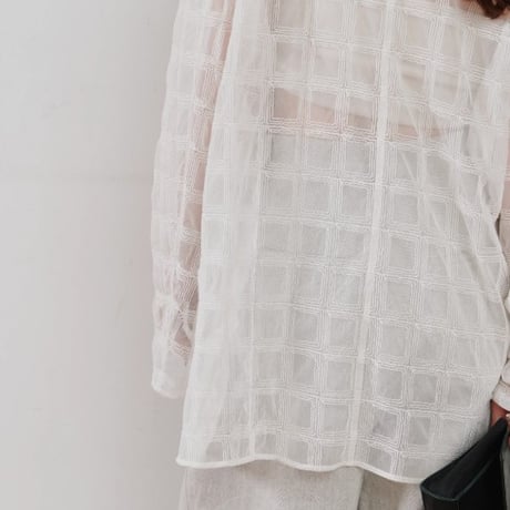 【Hella】embroidery check sheer jacket　※納期4月中旬〜5月中旬
