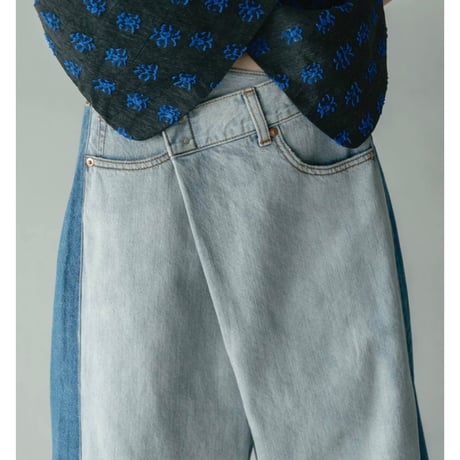 【WHYTO.】asymmetry tuck denim