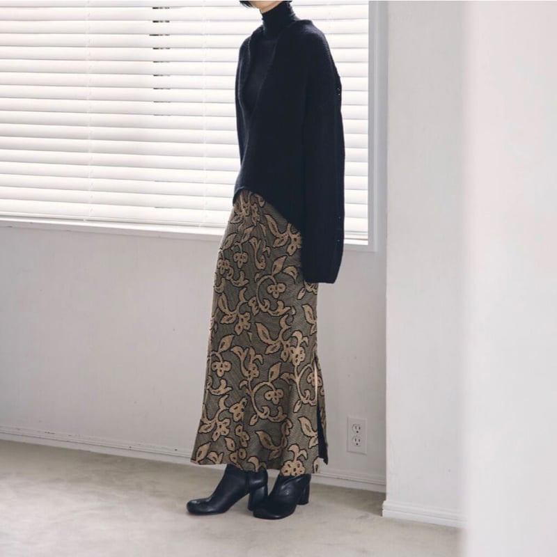 Jacquard Leaf Pencilskirt | selectshop kusukusu