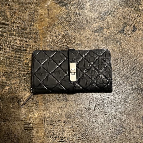 M.U.L. フラットロングウォレット エレファント型押ブラック【新品