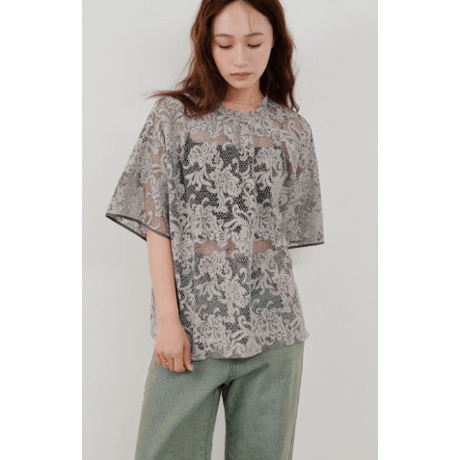 【Hella】rascel lace half sleeve top　※納期3月中旬〜4月中旬