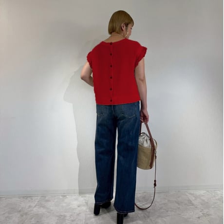 【Boutique Ordinary】2-Way Fringe Knit Vest ※限定カラーレッド