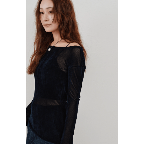 【Hella】flocky tulle top　※納期2月中旬〜3月中旬