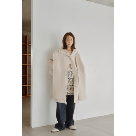 【Hella】Hooded Stole Rever Coat　※納期9月末〜10月末