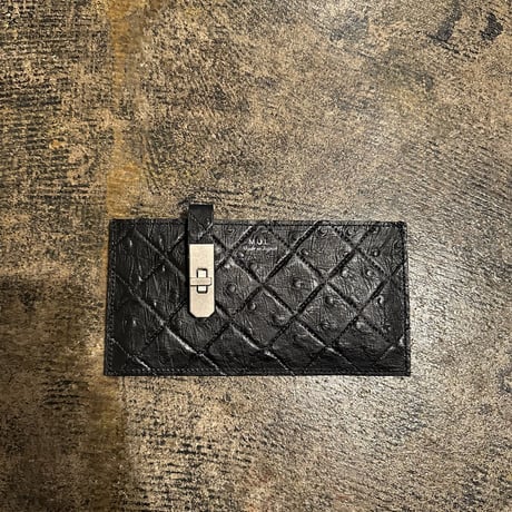 M.U.L. フラットロングウォレット エレファント型押ブラック【新品】 M.U.L. フラットロングウォレット エレファント型押ブラック【新品】