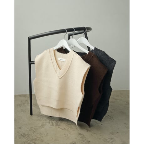 【ànuke】Vneck Lock Knitvest　※10月中旬～11月上旬頃 発送予定