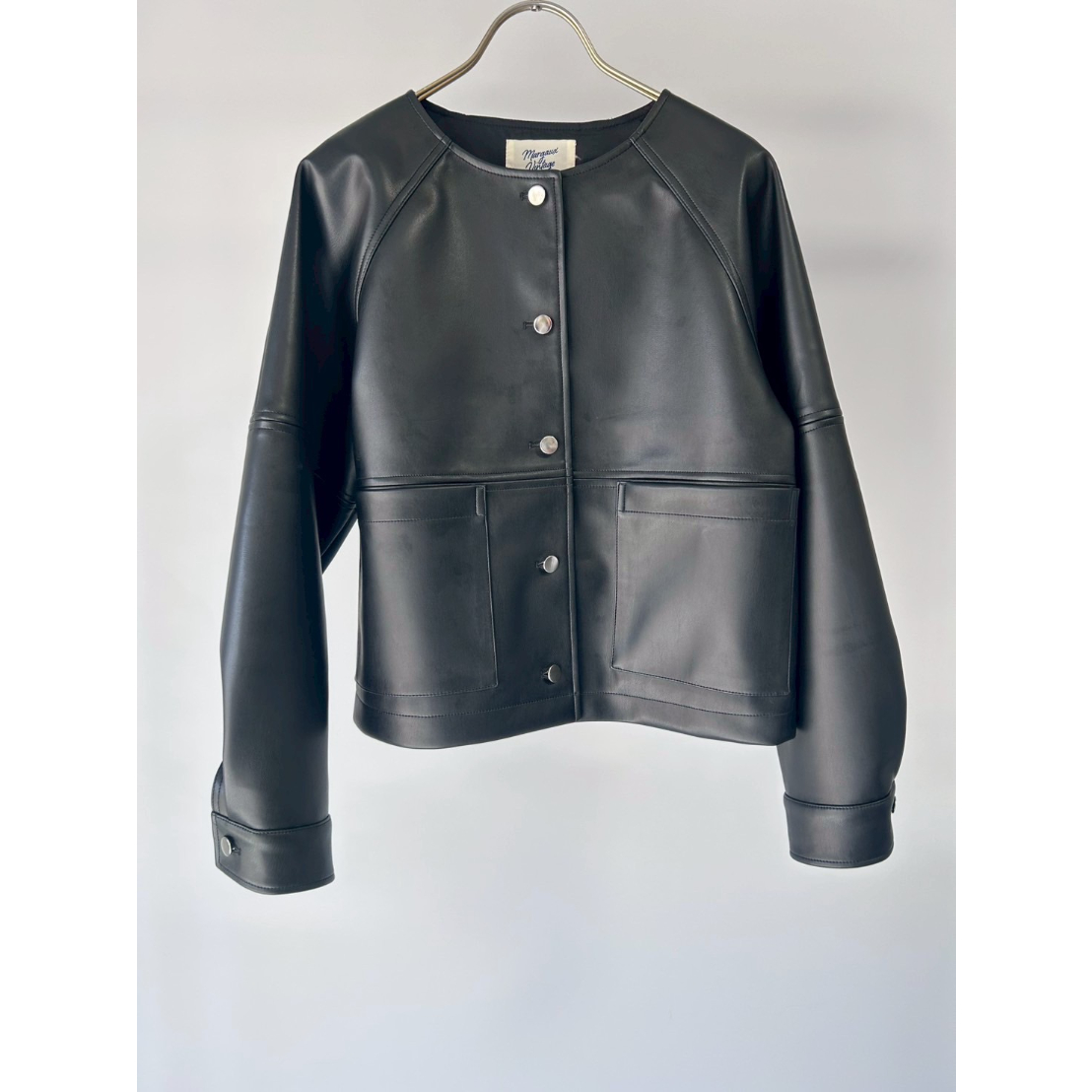 Margaux Vintage ノーカラージャケット ダークネイビー MARGAUX VINTAGE】フェイクレザーノーカラージャケット | selectshop