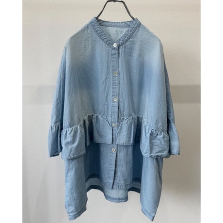 【kusukusu限定】CYAN TOKYO シア―デニムフリルシャツ