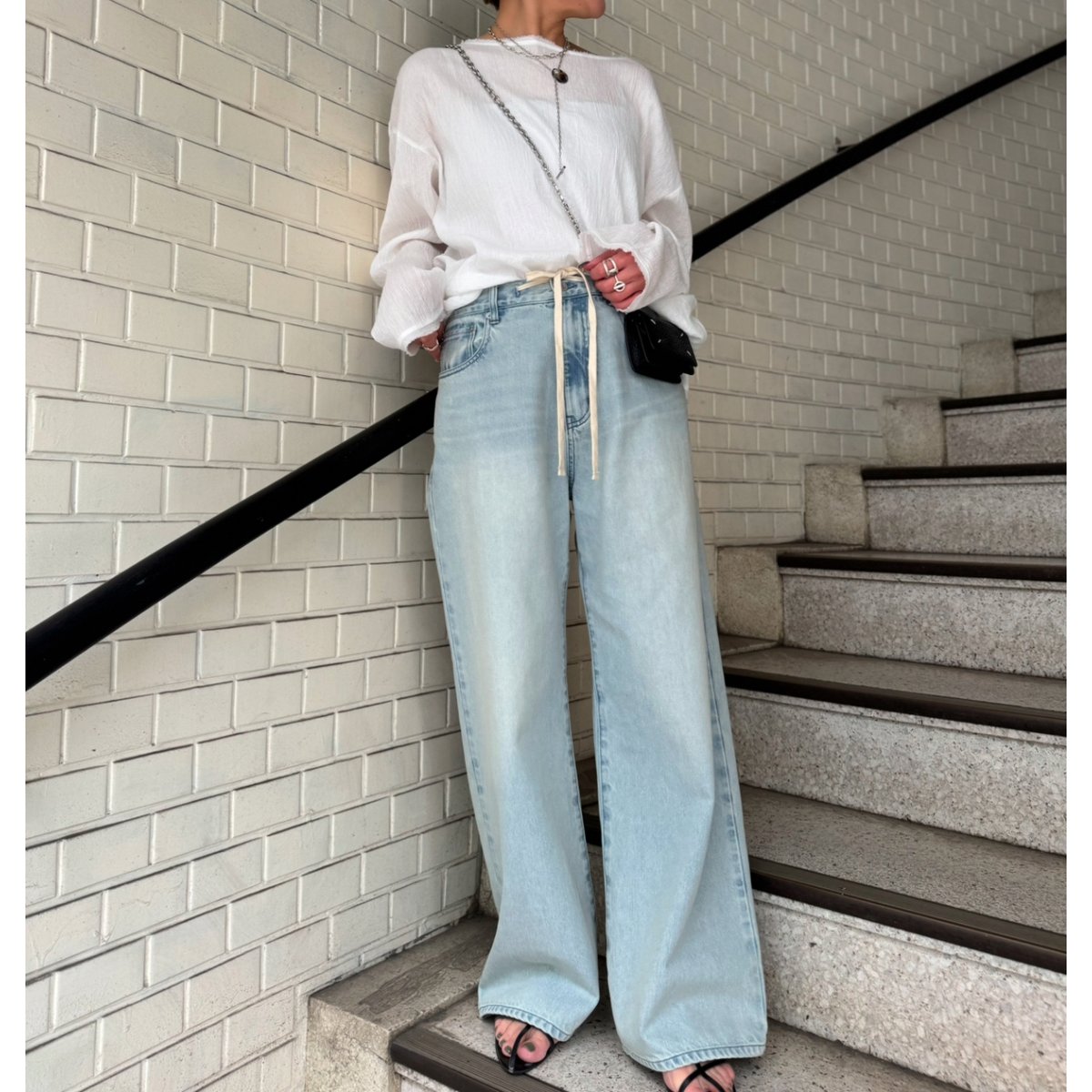 パンツ Cafune drawstringloose denim cafune】draw string loose denim | selectshop ku