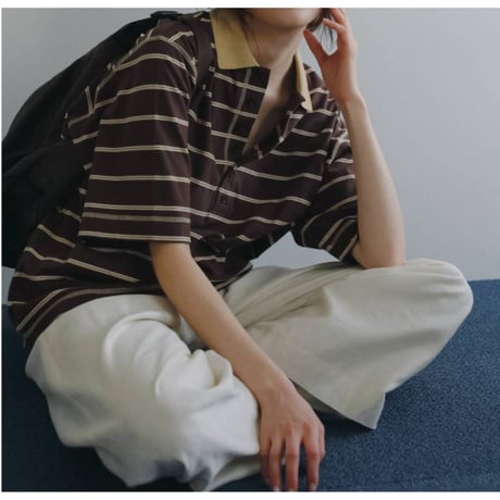 【anuke】Border Loose Polotops　納期：7月上旬～8月上旬
