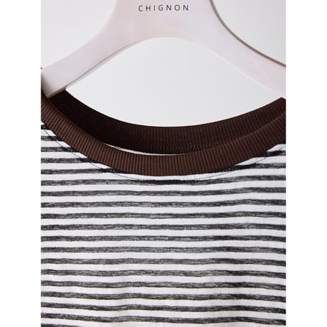 【CHIGNON】 ｼｱｰﾎﾞｰﾀﾞｰﾛﾝTEE
