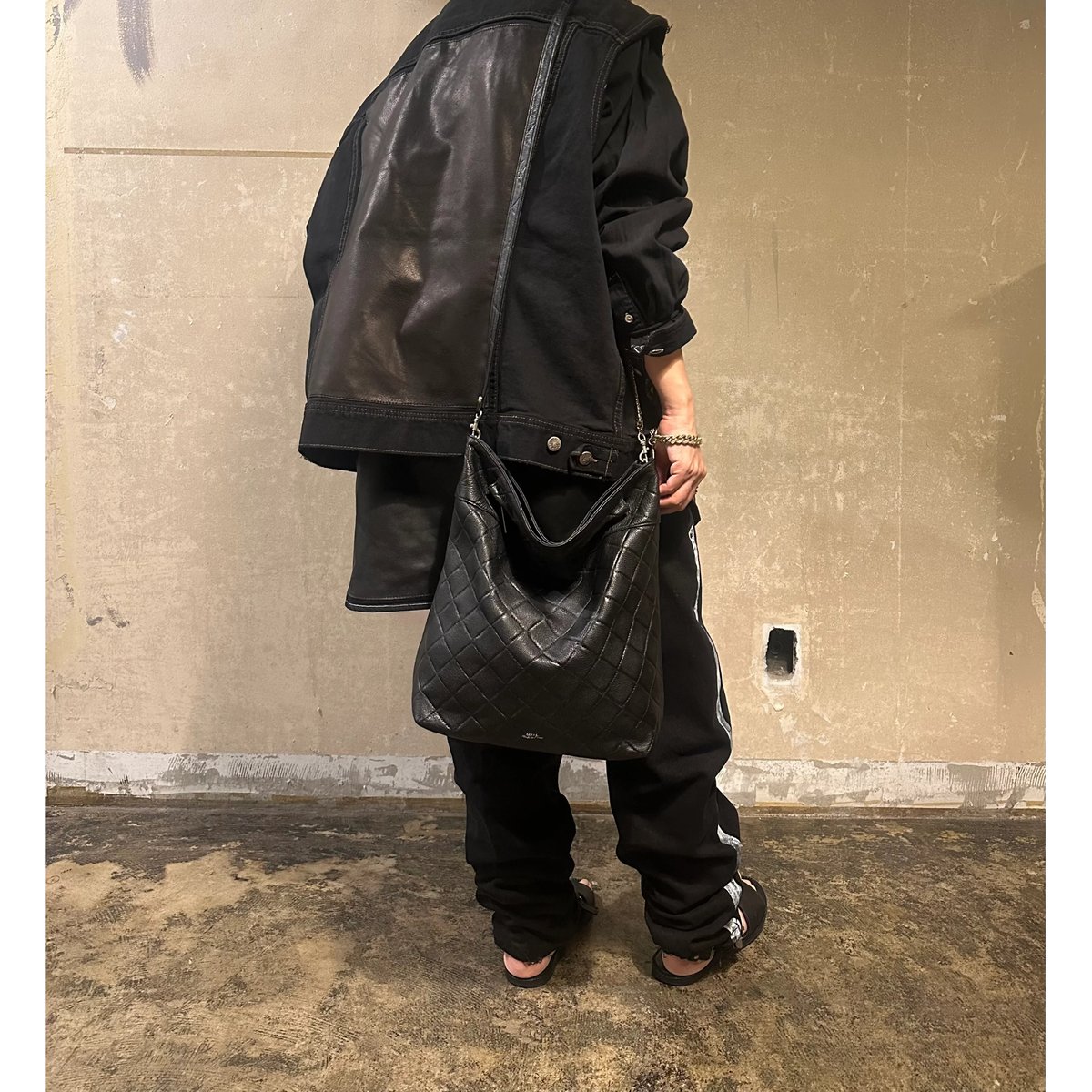 M.U.L.】フォルダブル 3way トート ブラックキルティング型押し