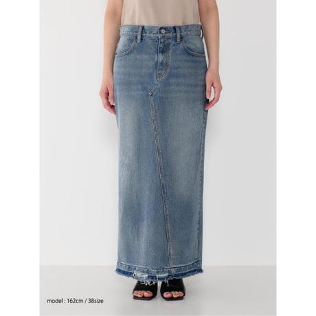 【YENN】BACK SLIT MAXI SK DENIM