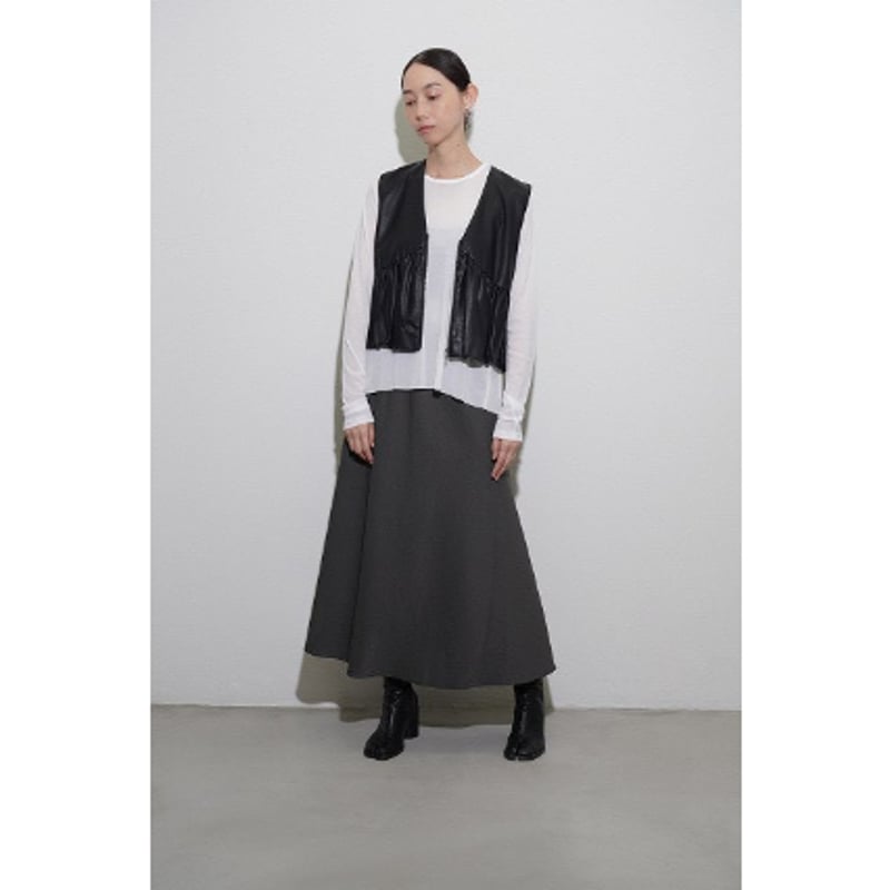 CYAN TOKYO】ヴィーガンレザーバルーンギャザーベスト