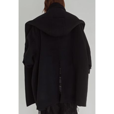 【Hella】Hooded Stole Rever Coat　※納期9月末〜10月末