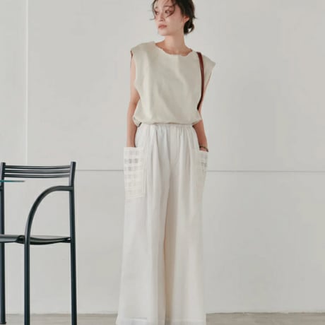 【Hella】check embroidery pants ※納期5/下〜6/下